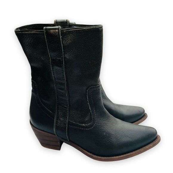 Steve Madden PGRAMIS Black Leather Ankle Boots Women's 7.5 - Picture 4 of 12